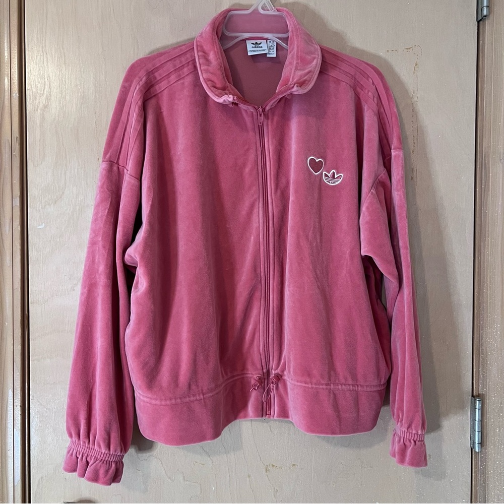 Adidas Velour Track Jacket XL Rose Pink